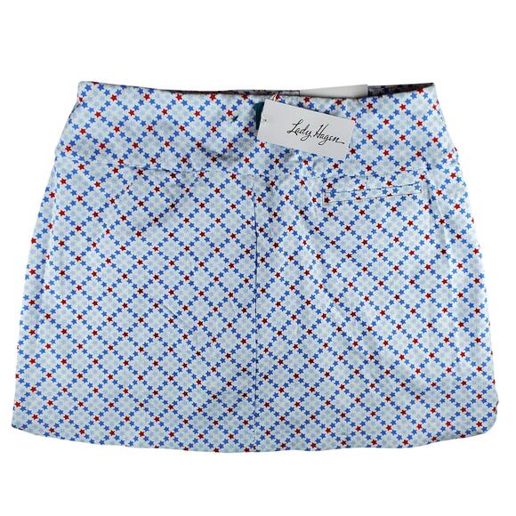 Lady Hagen Womens XL Tummy Control Pull On Skort Star Multi Plaid New - Picture 2 of 9